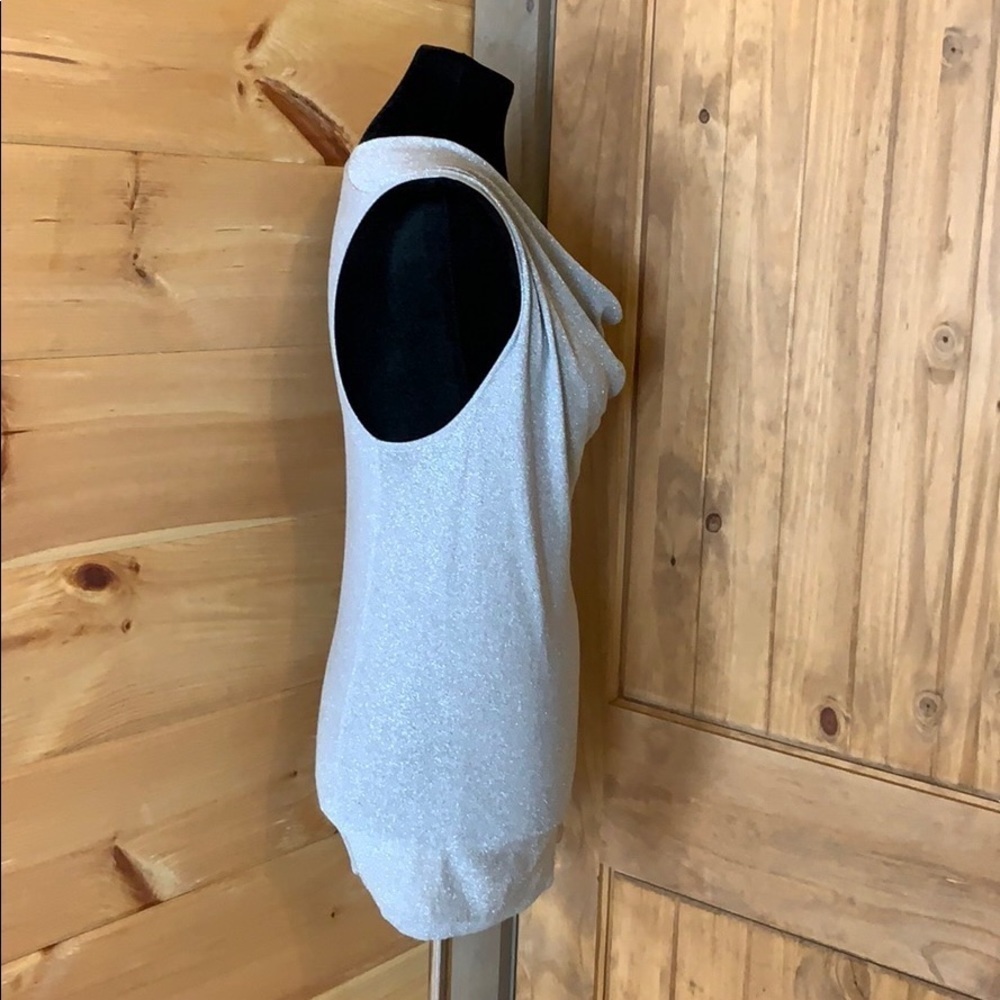Ann Taylor sleeveless metallic silver cowl neck top Size Small - Picture 3 of 8